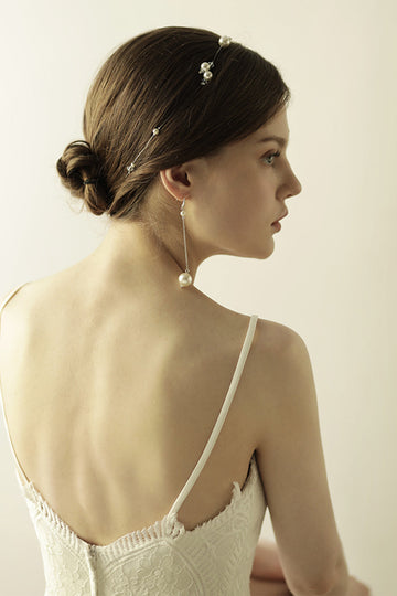 Grande perle poisson fil de soie Bandeau nuptiale Boucles d’oreilles